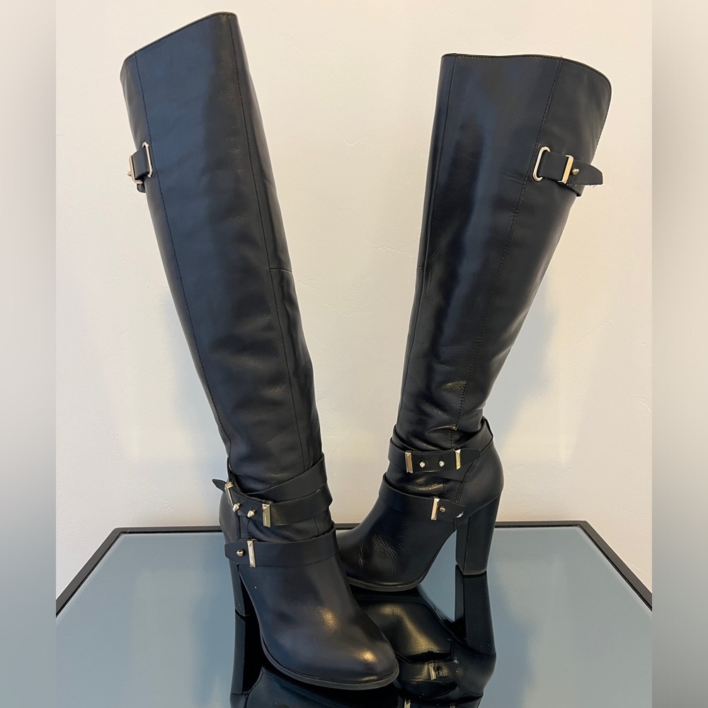 Black Leather Knee-high Boots